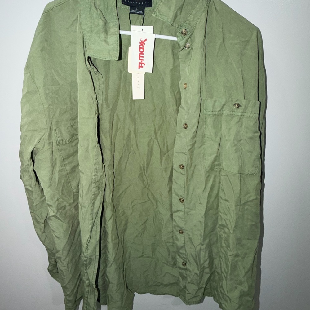 Sanctuary Sage Green Button Down Shirt